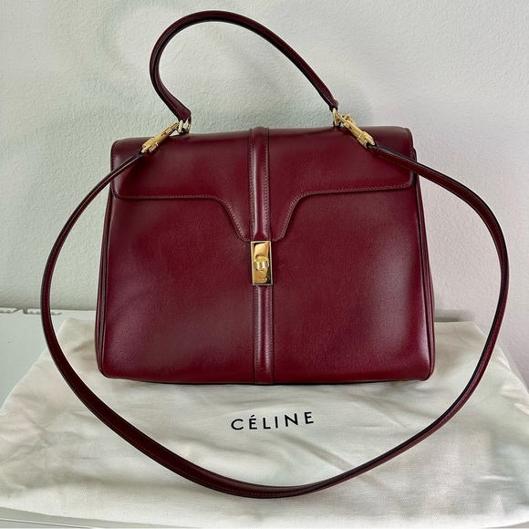 CELINE Satinated Calfskin Medium 16 Top
Handle Bag Light Burgundy - Picture 1 of 14